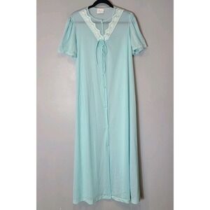 JCPENNEY Vintage 60s 70s Nylon Lace Maxi ROBE Womens Sz Medium Peignor Dainty